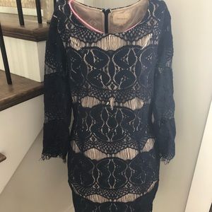 NWOT Navy “sheer”cocktail dress